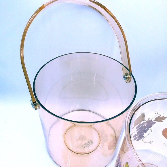 1970s Lucite Acrylic Ice Bucket Fruit theme Grape Pear Plum Amber color VGC - Picture 5 of 7